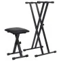Black Double Braced Keyboard Stand and Stool Set by vidaXL, Benches and stools - Ref: Foro24-70097, Price: 65,26 €, Discount: %