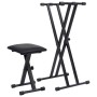 Schwarzes, doppelstrebiges Keyboardständer- und Hocker-Set von vidaXL, Bänke und Hocker - Ref: Foro24-70097, Preis: 66,88 €, ...