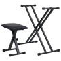 Schwarzes, doppelstrebiges Keyboardständer- und Hocker-Set von vidaXL, Bänke und Hocker - Ref: Foro24-70097, Preis: 66,88 €, ...