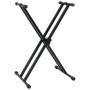 Schwarzes, doppelstrebiges Keyboardständer- und Hocker-Set von vidaXL, Bänke und Hocker - Ref: Foro24-70097, Preis: 66,88 €, ...