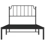 Bed frame with black metal headboard 100x200 cm by , Beds and slatted bases - Ref: Foro24-373882, Price: 67,41 €, Discount: %