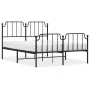 Bed frame with headboard and black metal footboard 140x190cm by , Beds and slatted bases - Ref: Foro24-373905, Price: 90,24 €...