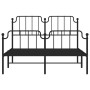 Bed frame with headboard and black metal footboard 140x190cm by , Beds and slatted bases - Ref: Foro24-373905, Price: 92,48 €...