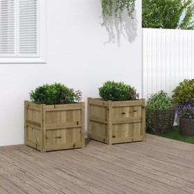 Outdoor planters 2 units impregnated pine wood by , Pots and planters - Ref: Foro24-837423, Price: 113,04 €, Discount: %