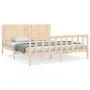 Estructura de cama de matrimonio con cabecero madera maciza de , Camas y somieres - Ref: Foro24-3192961, Precio: 178,58 €, De...