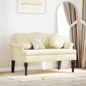 Banco Chesterfield Crema 120.5 x 65 x 75 cm Cuero sintético en Bancos | Comprar online en Foro24