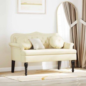 Banco Chesterfield Crema 120.5 x 65 x 75 cm Cuero sintético en Bancos | Comprar online en Foro24