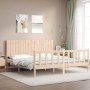 Double bed frame with solid wood headboard by , Beds and slatted bases - Ref: Foro24-3192961, Price: 184,17 €, Discount: %