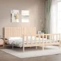 Estructura de cama de matrimonio con cabecero madera maciza de , Camas y somieres - Ref: Foro24-3192961, Precio: 178,58 €, De...