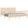 Estructura de cama de matrimonio con cabecero madera maciza de , Camas y somieres - Ref: Foro24-3192961, Precio: 178,58 €, De...