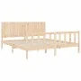 Estructura de cama de matrimonio con cabecero madera maciza de , Camas y somieres - Ref: Foro24-3192961, Precio: 178,58 €, De...