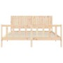 Double bed frame with solid wood headboard by , Beds and slatted bases - Ref: Foro24-3192961, Price: 184,17 €, Discount: %