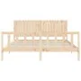 Estructura de cama de matrimonio con cabecero madera maciza de , Camas y somieres - Ref: Foro24-3192961, Precio: 178,58 €, De...