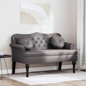 Banco Chesterfield Gris 120.5 x 65 x 75 cm Cuero sintético en Bancos | Comprar online en Foro24