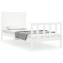 Single bed frame with white solid wood headboard by , Beds and slatted bases - Ref: Foro24-3193167, Price: 122,46 €, Discount: %