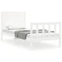 Single bed frame with white solid wood headboard by , Beds and slatted bases - Ref: Foro24-3193167, Price: 124,55 €, Discount: %