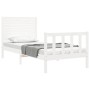 Single bed frame with white solid wood headboard by , Beds and slatted bases - Ref: Foro24-3193167, Price: 122,46 €, Discount: %