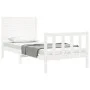 Single bed frame with white solid wood headboard by , Beds and slatted bases - Ref: Foro24-3193167, Price: 124,55 €, Discount: %