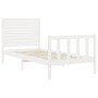 Single bed frame with white solid wood headboard by , Beds and slatted bases - Ref: Foro24-3193167, Price: 122,46 €, Discount: %