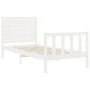 Single bed frame with white solid wood headboard by , Beds and slatted bases - Ref: Foro24-3193167, Price: 124,55 €, Discount: %