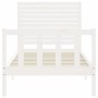 Single bed frame with white solid wood headboard by , Beds and slatted bases - Ref: Foro24-3193167, Price: 122,46 €, Discount: %
