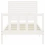 Single bed frame with white solid wood headboard by , Beds and slatted bases - Ref: Foro24-3193167, Price: 124,55 €, Discount: %