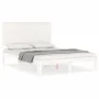 Estructura cama de matrimonio con cabecero madera maciza blanco de , Camas y somieres - Ref: Foro24-3193637, Precio: 153,79 €...