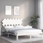 Weißer Massivholzbettrahmen mit Kopfteil 140x190 cm von , Betten und Lattenroste - Ref: Foro24-3193707, Preis: 143,17 €, Raba...