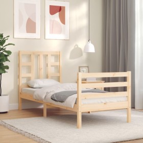 Estructura de cama individual con cabecero madera maciza de , Camas y somieres - Ref: Foro24-3193881, Precio: 85,70 €, Descue...