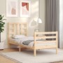 Single bed frame with solid wood headboard by , Beds and slatted bases - Ref: Foro24-3193881, Price: 85,70 €, Discount: %