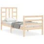 Single bed frame with solid wood headboard by , Beds and slatted bases - Ref: Foro24-3193881, Price: 84,59 €, Discount: %