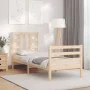 Single bed frame with solid wood headboard by , Beds and slatted bases - Ref: Foro24-3193881, Price: 84,59 €, Discount: %