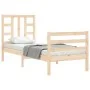 Single bed frame with solid wood headboard by , Beds and slatted bases - Ref: Foro24-3193881, Price: 84,59 €, Discount: %