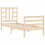 Single bed frame with solid wood headboard by , Beds and slatted bases - Ref: Foro24-3193881, Price: 85,70 €, Discount: %