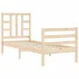 Single bed frame with solid wood headboard by , Beds and slatted bases - Ref: Foro24-3193881, Price: 84,59 €, Discount: %