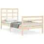 Single bed frame with solid wood headboard by , Beds and slatted bases - Ref: Foro24-3193946, Price: 87,33 €, Discount: %