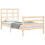 Single bed frame with solid wood headboard by , Beds and slatted bases - Ref: Foro24-3193946, Price: 88,54 €, Discount: %