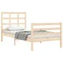 Single bed frame with solid wood headboard by , Beds and slatted bases - Ref: Foro24-3193946, Price: 87,33 €, Discount: %