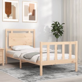 Estructura de cama con cabecero madera maciza 100x200 cm