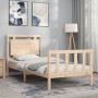 Bed frame with solid wood headboard 100x200 cm by , Beds and slatted bases - Ref: Foro24-3192156, Price: 128,41 €, Discount: %