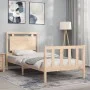 Bed frame with solid wood headboard 100x200 cm by , Beds and slatted bases - Ref: Foro24-3192156, Price: 126,34 €, Discount: %