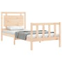 Bed frame with solid wood headboard 100x200 cm by , Beds and slatted bases - Ref: Foro24-3192156, Price: 128,41 €, Discount: %