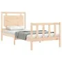 Bed frame with solid wood headboard 100x200 cm by , Beds and slatted bases - Ref: Foro24-3192156, Price: 126,34 €, Discount: %
