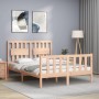 Bed frame with solid wood headboard 140x200 cm by , Beds and slatted bases - Ref: Foro24-3192426, Price: 138,34 €, Discount: %