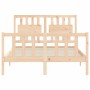 Bed frame with solid wood headboard 140x200 cm by , Beds and slatted bases - Ref: Foro24-3192426, Price: 138,34 €, Discount: %