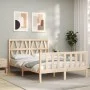 Double bed frame with solid wood headboard by , Beds and slatted bases - Ref: Foro24-3192466, Price: 147,63 €, Discount: %