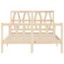 Double bed frame with solid wood headboard by , Beds and slatted bases - Ref: Foro24-3192466, Price: 147,63 €, Discount: %