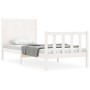 Single bed frame with white solid wood headboard by , Beds and slatted bases - Ref: Foro24-3192582, Price: 128,11 €, Discount: %