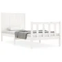 Single bed frame with white solid wood headboard by , Beds and slatted bases - Ref: Foro24-3192582, Price: 128,25 €, Discount: %