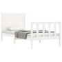 Single bed frame with white solid wood headboard by , Beds and slatted bases - Ref: Foro24-3192582, Price: 128,11 €, Discount: %